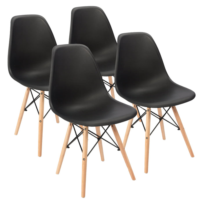Idunn - Set of 4 Nordic Furniture Wooden Chair with Wooden Legs BO-HA Black