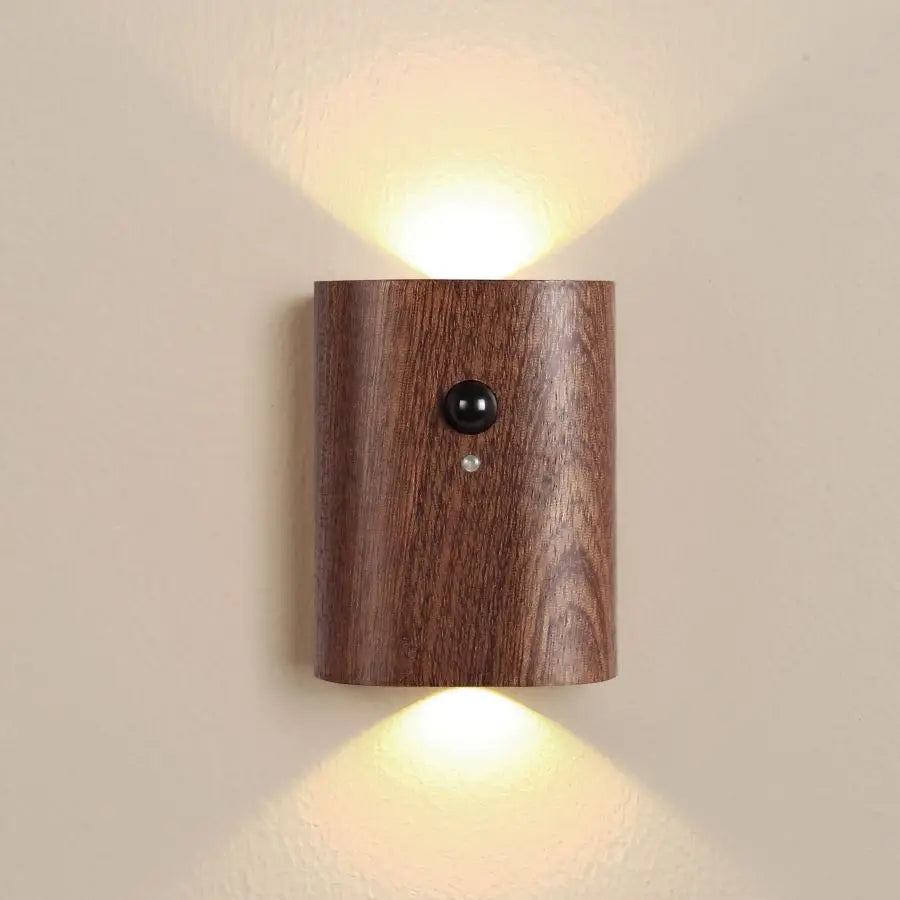 Odin rechargeable motion sensor wall sconce in dark wood