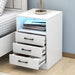 Einar - White Modern 3 Drawer Nightstand with Charging Station  BO-HA   
