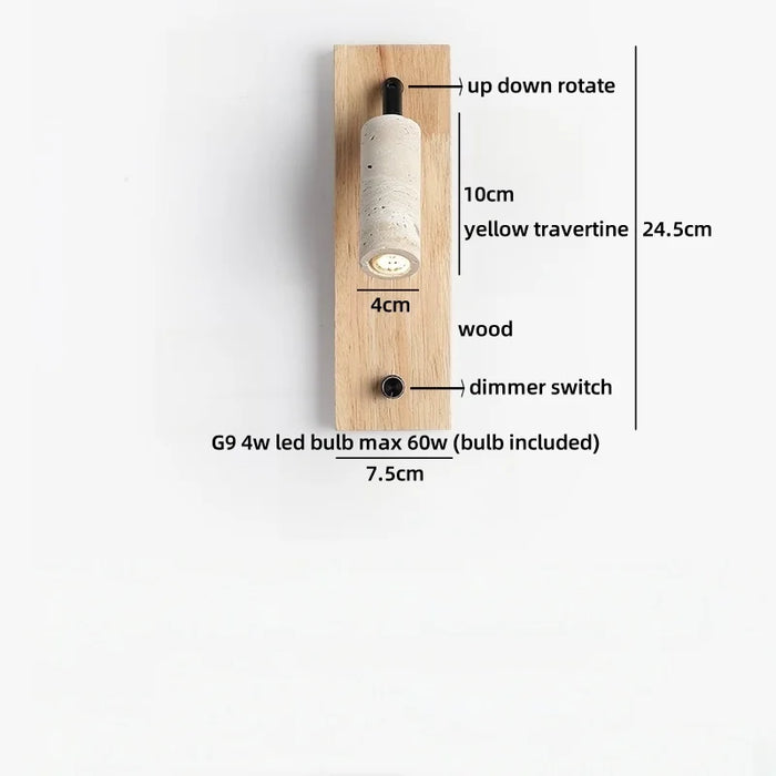 Inari – Adjustable Travertine LED Rotating Reading Sconce