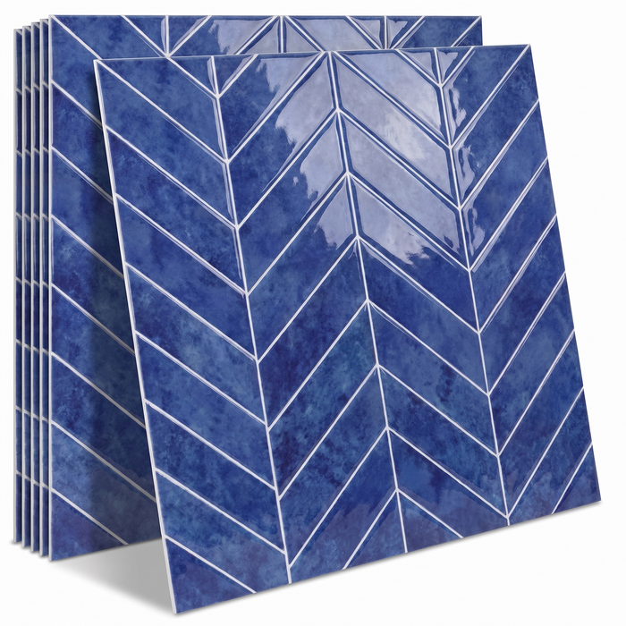 Ebba – Nordic Peel-and-Stick Kitchen Backsplash Tile BO-HA Cobalt Herringbone
