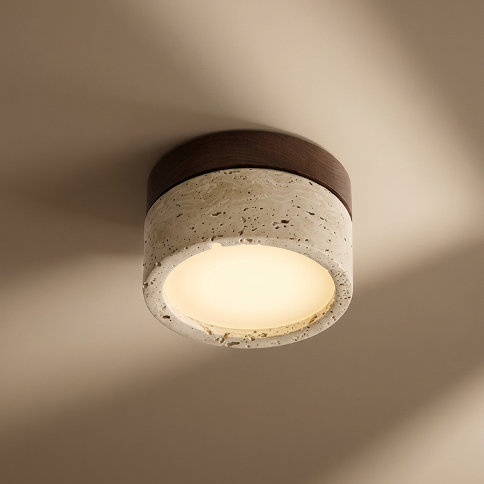 Halla – Wabi-Sabi Travertine Japanese Ceiling Light BO-HA