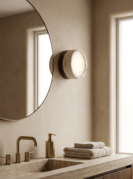 Halla – Wabi-Sabi Travertine Japanese Ceiling Light BO-HA