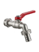 Skade Silver – chrome-finish zinc alloy garden hose bibcock – single-outlet outdoor tap with red handle