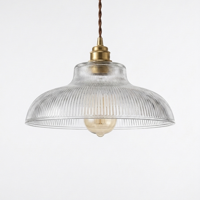 Mossa – Nordic Ribbed Glass Café Pendant Light BO-HA Clear Glass