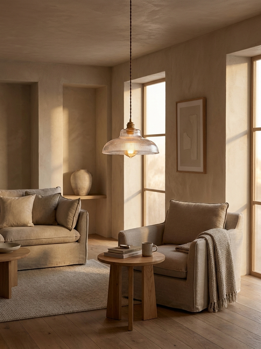 Mossa – Nordic Ribbed Glass Café Pendant Light