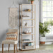 Inkeri - 6-Shelf Gold Metal Frame Bookcase  BO-HA White  
