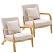 Maren - Living Room Accent Chairs Bedroom Chair Reading Armchair Indoor Wooden Chairs Reading Chair  BO-HA Oatmeal 2pcs  